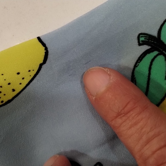 Modcloth Blue yellow lemon print v-neckline blouse size small short sleeve w/tie - Picture 9 of 12